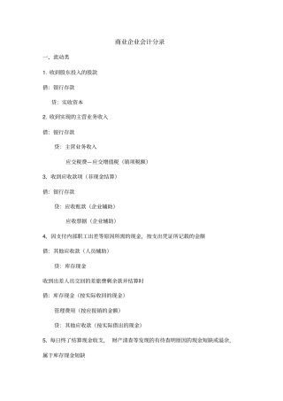 商业企业会计分录完整