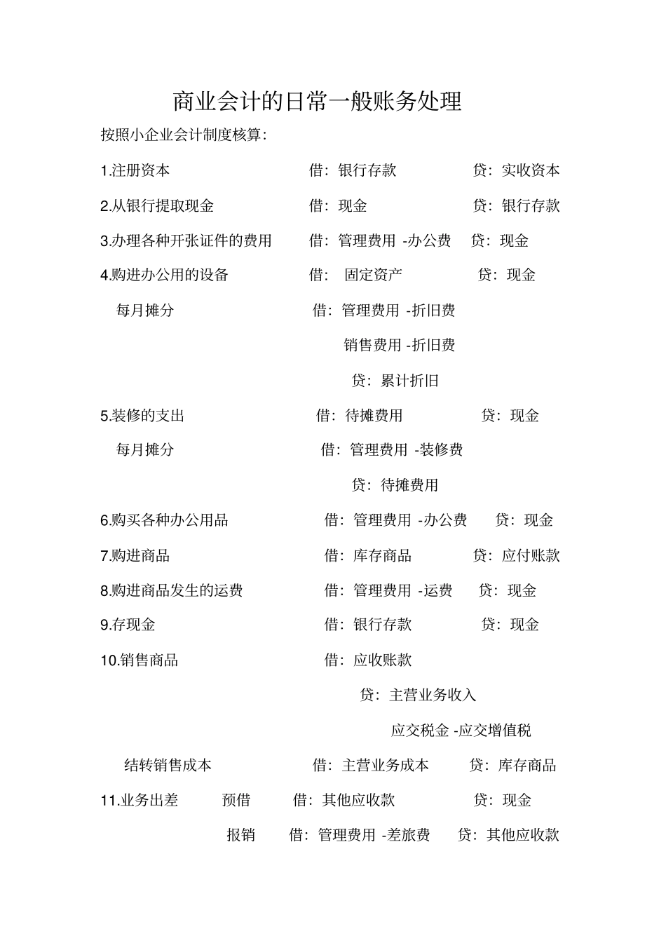 商业会计的日常一般账务处理_第1页