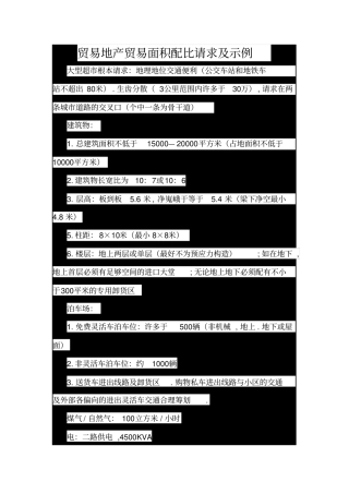 商业地产商业面积配比要求及示例