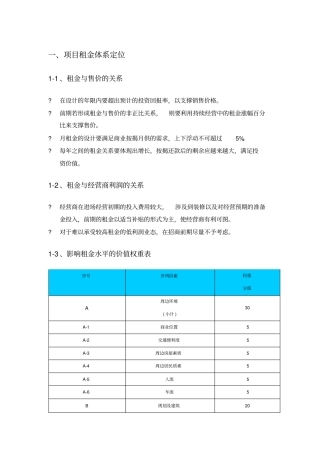 商业地产的价格体系