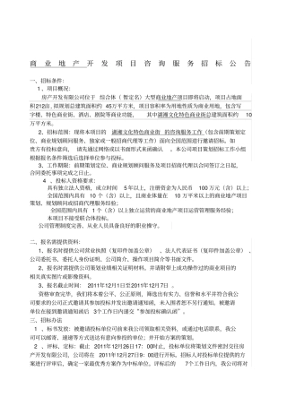商业地产策划招标样本