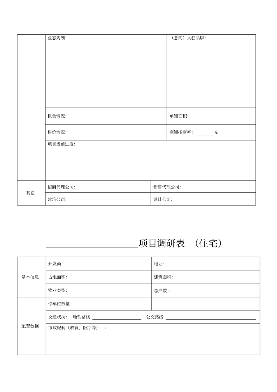 商业地产项目场调研表模版_第3页