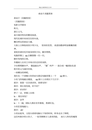 商业片美腿黑客-精品文案范文