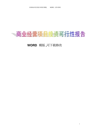 商业经营项目投资可行性报告模板文档