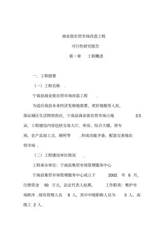 商业街农贸场改造项目可行性研究报告