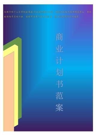 商业计划书标准范案偏实体行业