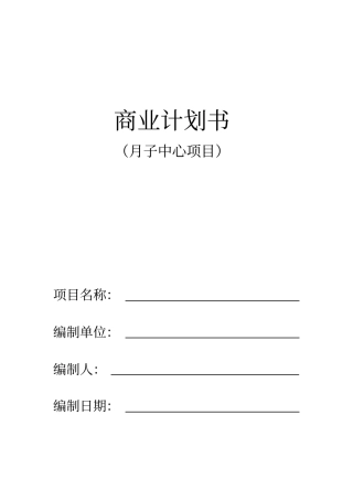 商业计划书模板月子中心