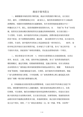 商业计划书范文版