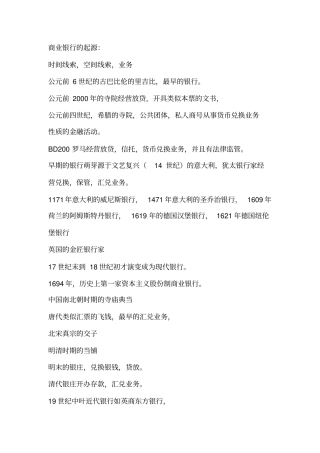 商业银行的起源