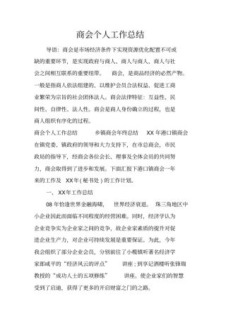 商会个人工作总结
