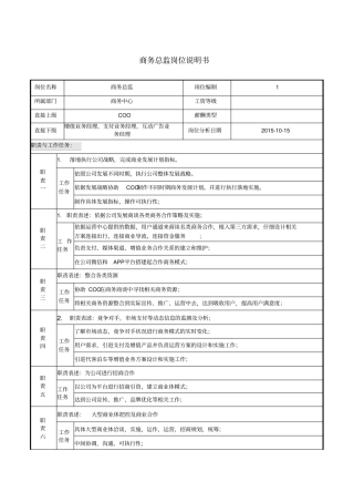 商务总监岗位说明书模板