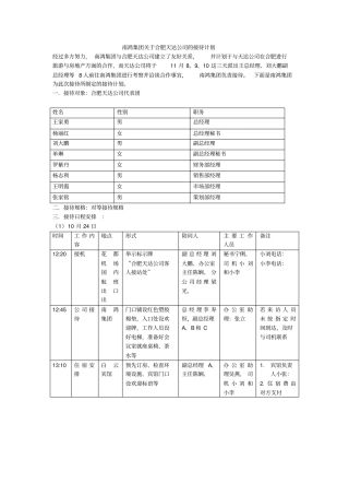 商务接待计划表