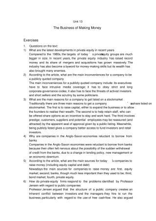 商务英语阅读第二版王关富unit13privateequity课后答案