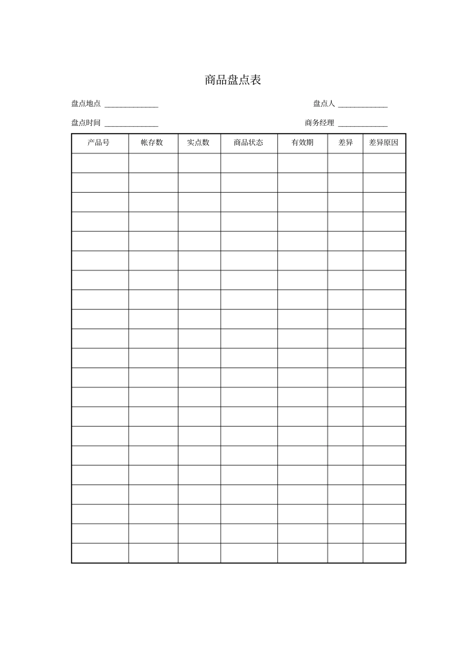 商品盘点表模板_第1页