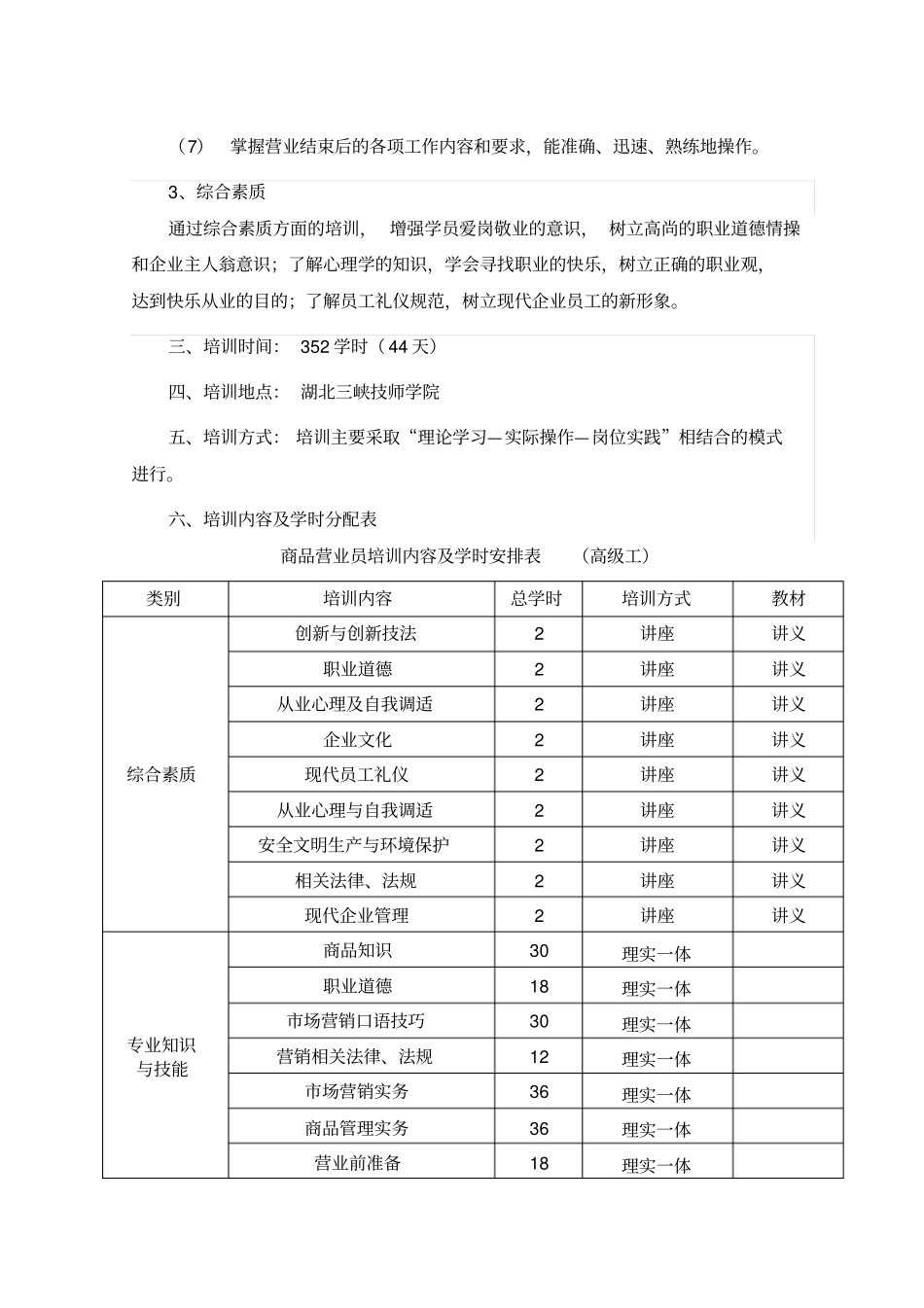 商品营业员高级工培训计划_第2页