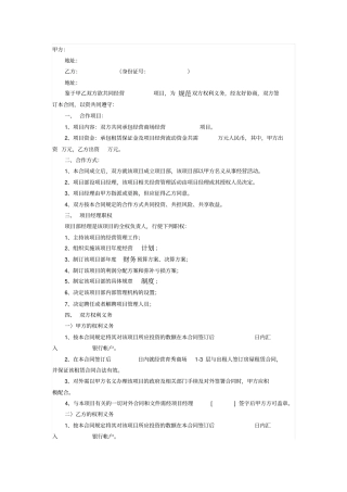 商场项目合作经营合同范本