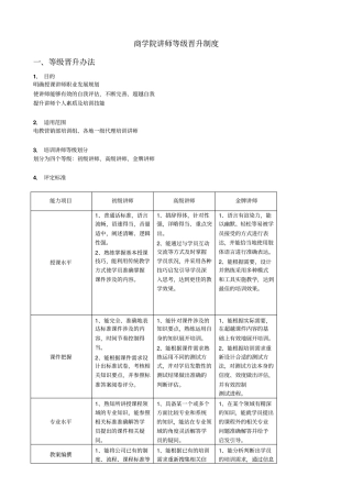 商学院讲师等级晋升制度
