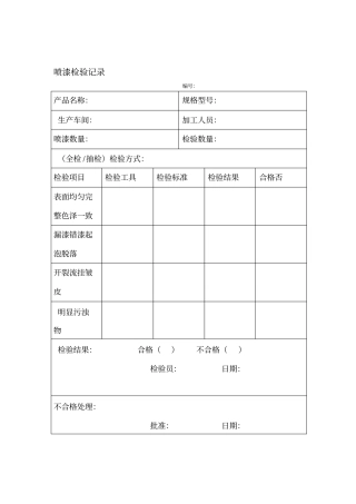 喷漆检验记录