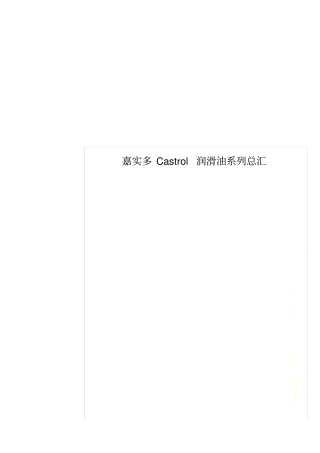嘉实多Castrol润滑油系列总汇