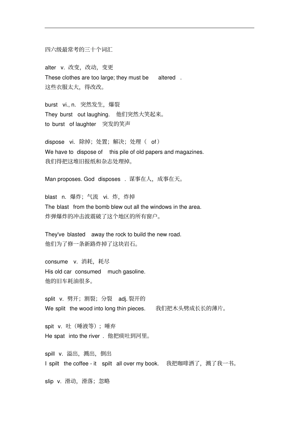 四六级最常考的三十个词汇_第1页