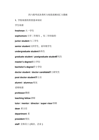 四六级考试各类听力场景高频词汇汇总