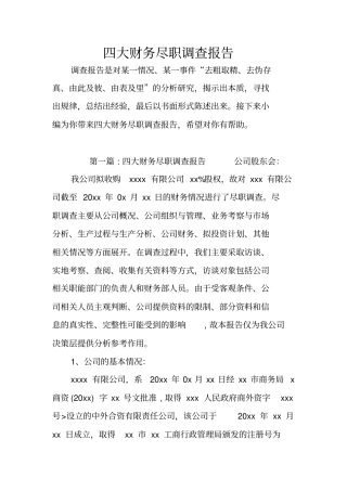四大财务尽职调查报告