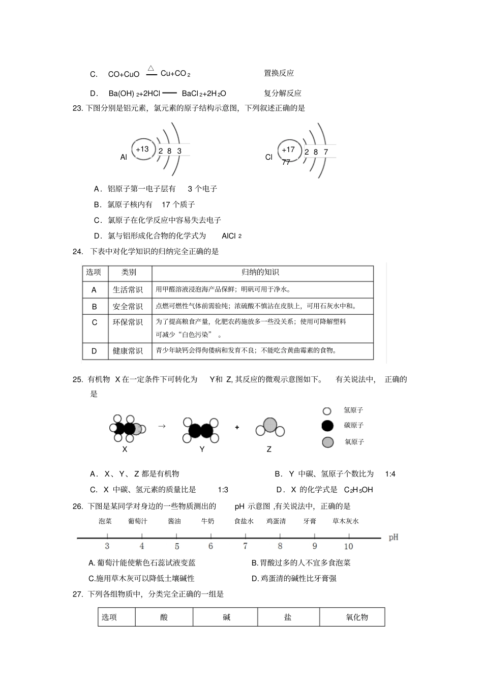 四川乐山中考化学试题版,含答案_第2页