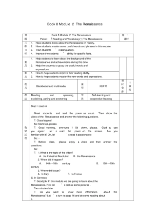 四川南充白塔中学高三英语Module2TheRenaissancePeriod1ReadingandVocabularyTheRenaissa