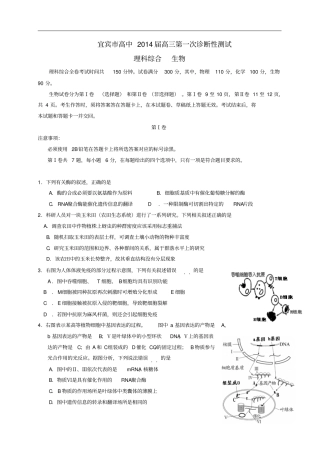 四川宜宾2014届高三第一次诊断性12月生物试题