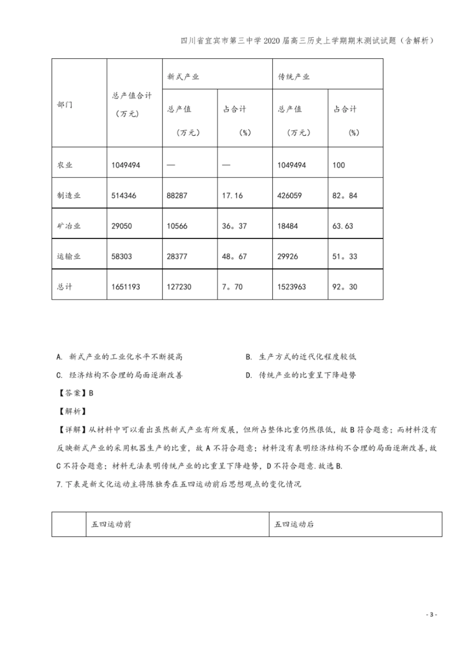 四川宜宾第三中学2020届高三上学期期末测试试题含解析_第3页