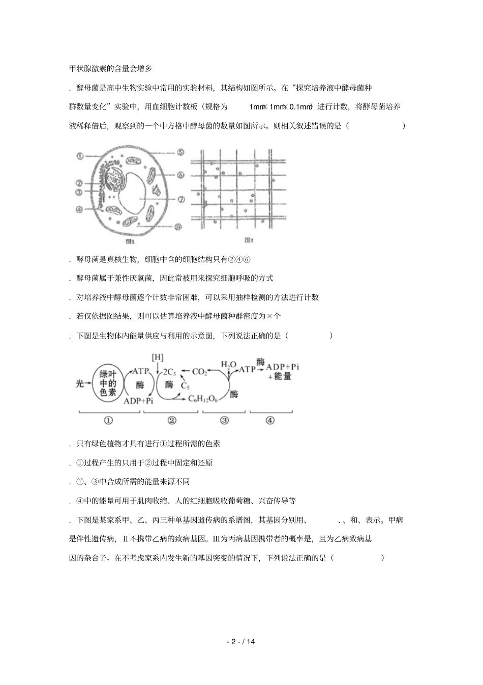 四川宜宾第四中学2019届高考生物适应性考试试题2019052802169_第2页