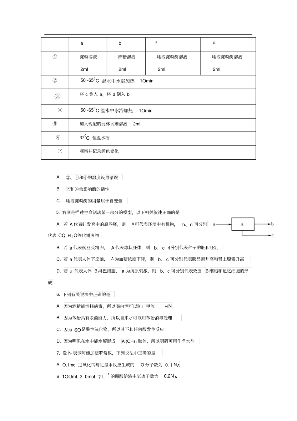 四川宜宾高中2011届高三第一次诊断性测理科综合试题版_第2页