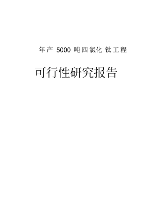 四川某企业年产5000吨四氯化钛工程可行性研究报告