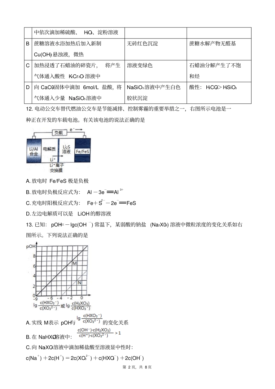 四川泸州2018届高三第二次教学质量检测性考试理科综合化学试题版zj_第2页