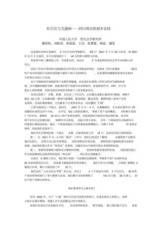 四川红灯区与艾滋病调查报告
