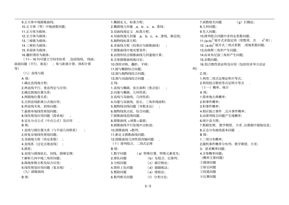 四川高考数学试题考点分级与基本题型_第3页