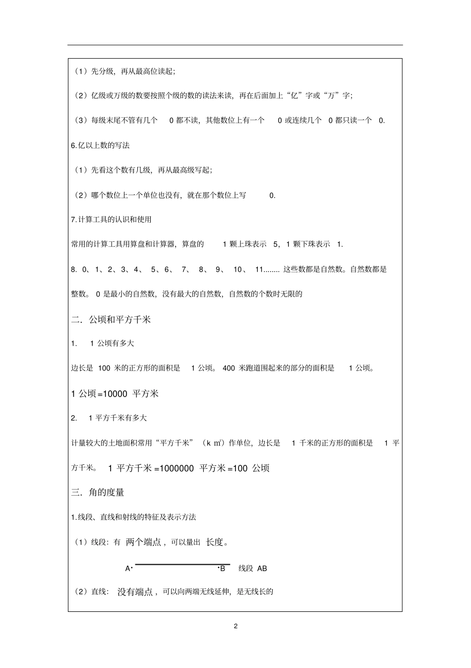 四年级上册数学知识点归纳_第2页