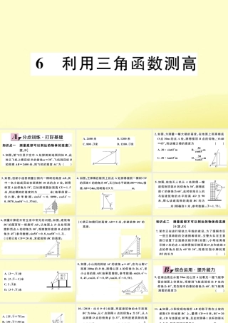 九年级数学下册 第一章 直角三角形的边角关系 16 利用三角函数测高习题讲评课件 (新版)北师大版 课件