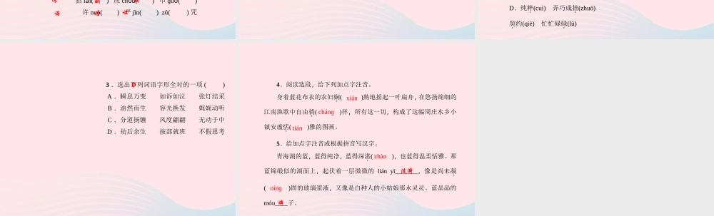 八年级语文上册 专题一 语音与汉字习题课件 (新版)语文版 课件