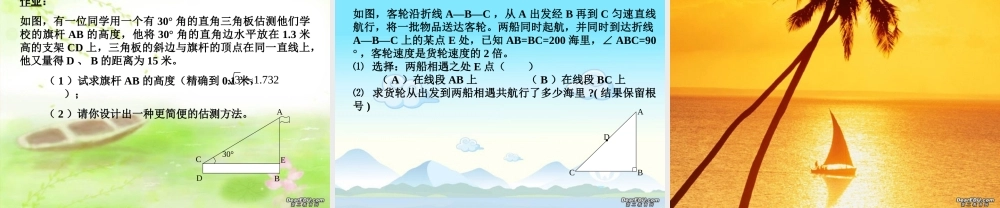 中考数学复习解直角三角形的应用 北师大版 试题