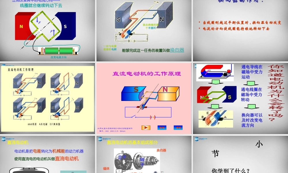 九年级物理全册 173 科学探究 电动机为什么会转动课件 (新版)沪科版 课件