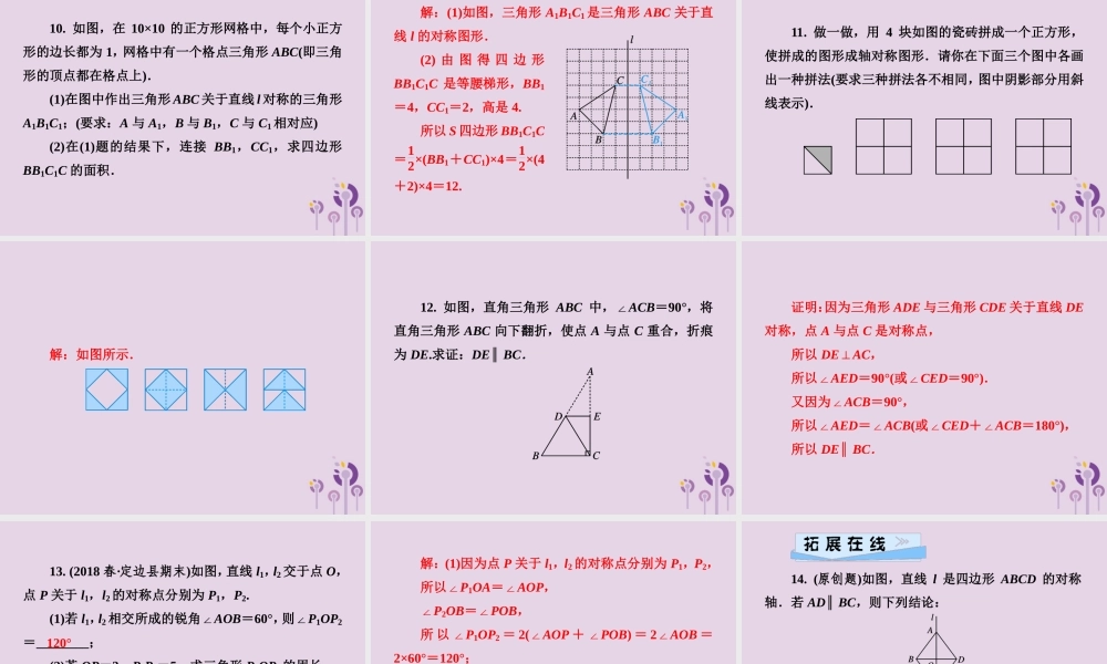 七年级数学下册 第5章(轴对称与旋转)5.1 轴对称 5.1.2 轴对称变换习题课件 (新版)湘教版 课件