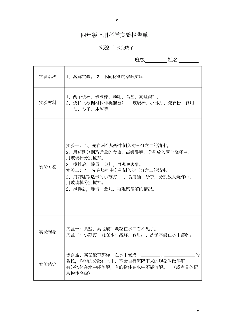 四年级上册科学试验报告讲解_第2页