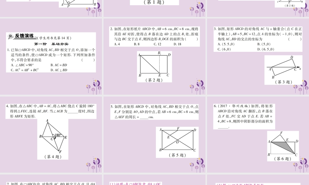 九年级数学上册 1(特殊平行四边形)2 矩形的性质与判定 第3课时 矩形的性质与判定的综合应用习题课件 (新版)北师大版 课件