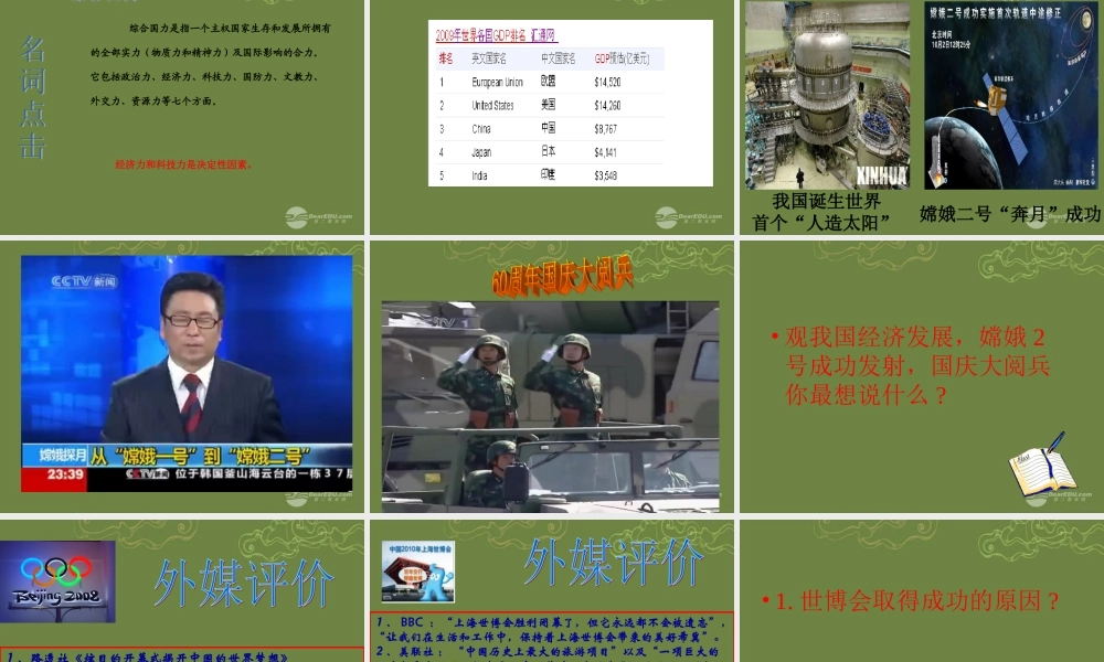 九年级政治全册 第一课第一框感受共和国的巨变课件 鲁教版 课件