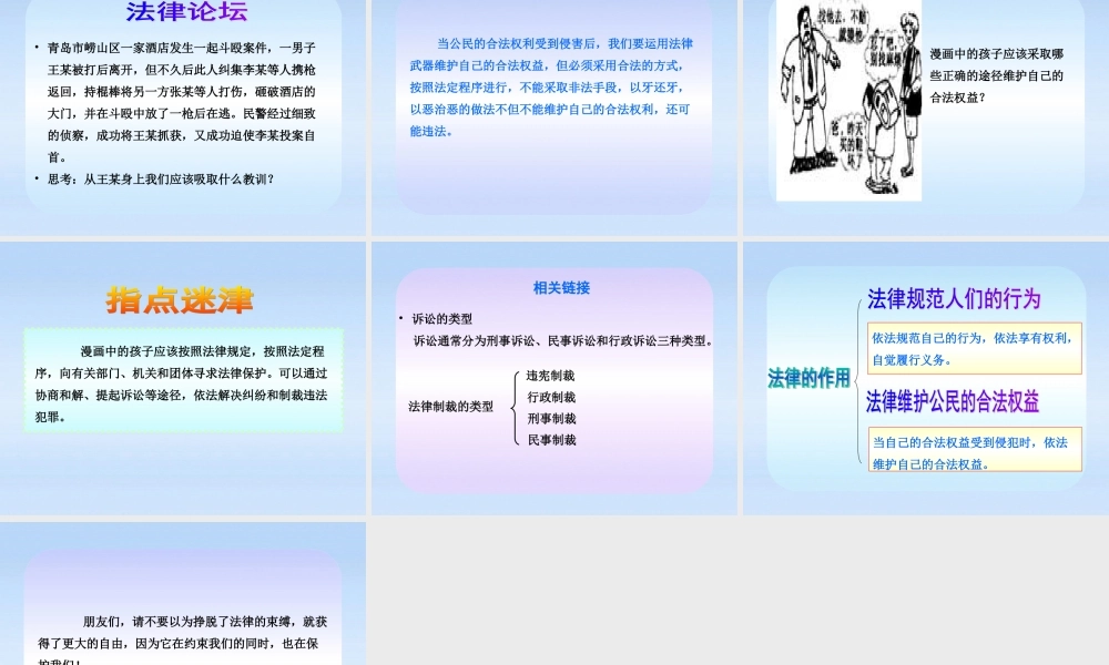 八年级政治上册 第7课第2框法律在公民生活中的作用课件 山东人民版 课件