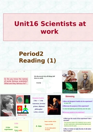 人教版高一英语Unit16 Scientists at work1 课件