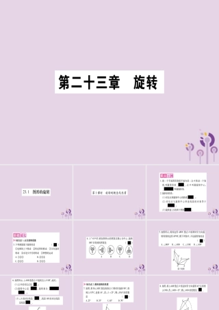 九年级数学上册 第二十三章 旋转 231 图形的旋转 第1课时 旋转的概念及性质作业课件 (新版)新人教版 课件