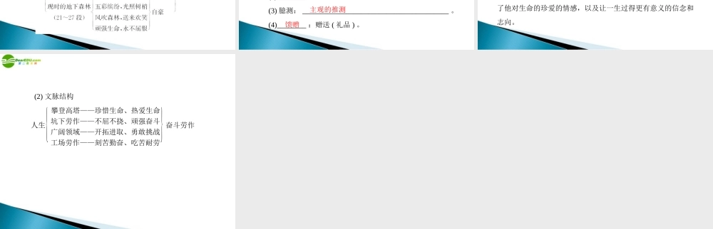 九年级语文下册 第三单元 11 地下森林断想 12 人生配套课件 人教新课标版 课件