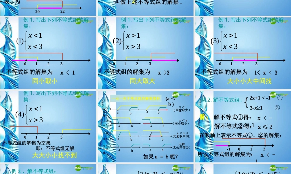 七年级数学下册 7.3一元一次不等式组课件 沪科版 课件